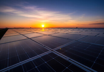 Solar cell in solar farm for alternative and sustainable photovoltaic energy with clean renewable power