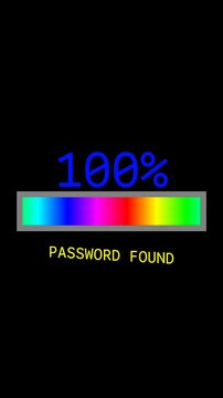 progression with colors and numbers with the percentage from 0 to 100 with the word Synchronizing which then becomes PASSWORD FOUND with transparent Alpha Channel background