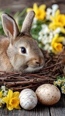 Rustic Easter rabbit still life
