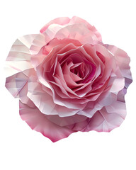 Rose made of folded paper layers, origami-inspired craft aesthetic, isolated on white background. 