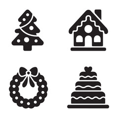 Gingerbread house Christmas sweet bakery silhouette vector icon design