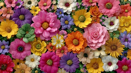 Vibrant Assortment of Colorful Flowers in Full Bloom floral blossom Photo