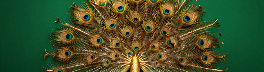 Fototapeta premium lavish emerald green background features intricately detailed peacock feathers base subtly angled