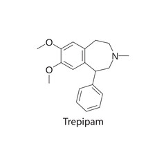 Trepipam molecule chemical structure &ndash; anxiolytic benzodiazepine-related CNS drug used for anxiety disorders, skeletal chemical formula
