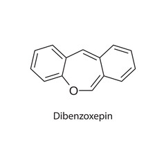 Dibenzoxepin molecule chemical structure &ndash; tricyclic antidepressant chemical scaffold used in psychiatric drug research