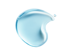 Blue translucent gel with a smooth glossy texture and highlights on a transparent background.