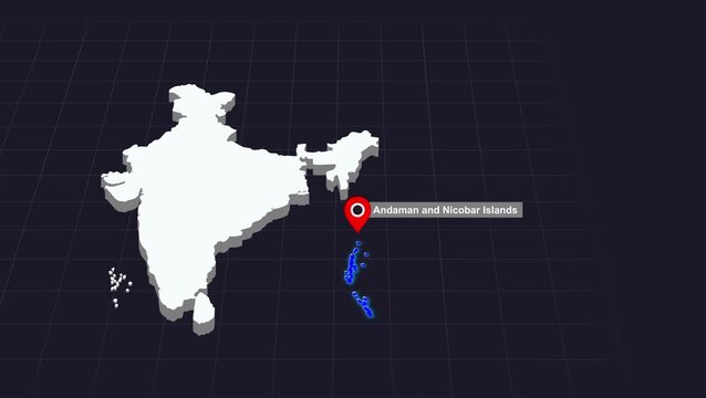 Andaman and Nicobar Islands India Map Animation Highlighted State