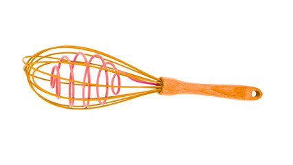 Orange Whisk With Pink Spring For Baking And Cooking