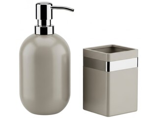 Obraz premium Modern bathroom accessory set isolated on white background