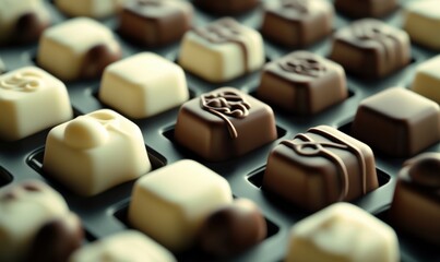 Delicious chocolate candies assortment confectionery sweet treats