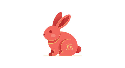 Obraz premium Chinese Zodiac Rabbit Minimal Flat Vector Illustration