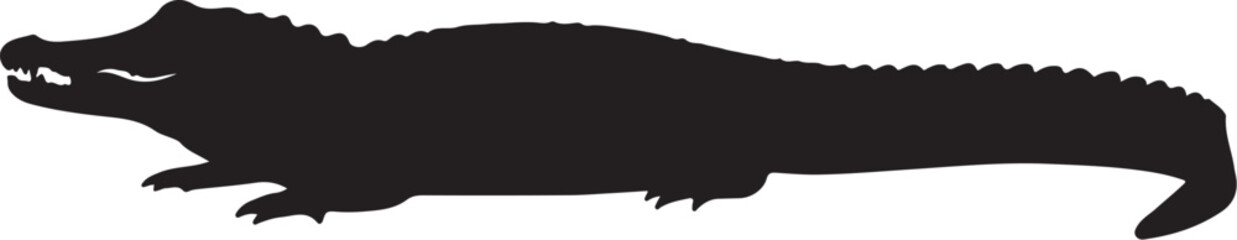 Black Silhouette of a Crocodile with Open Mouth and Visible Teeth also transparent background