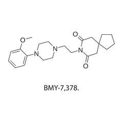 BMY-7,378 molecule chemical structure &ndash; serotonin receptor ligand and azapirone-related compound used in pharmacological research, skeletal formula illustration