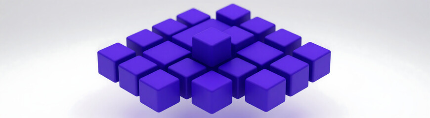 Obraz premium deep hue dominates vibrant interlocking cube pattern render set neutral white background subtle gradient