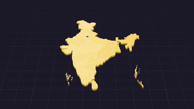 Delhi Location Indian Map Animation shown on a detailed map animation