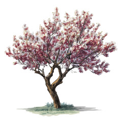 Obraz premium Artistic isometric watercolor image of Almond Tree, isolated on a white surface.
