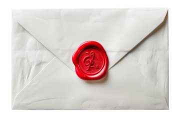 a crumpled envelope with sealing wax on a transparent background