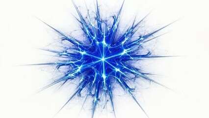 Blue light burst with radiant rays, energy explosion style, isolated on white.