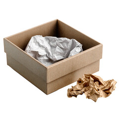 Open gift box with crumpled paper