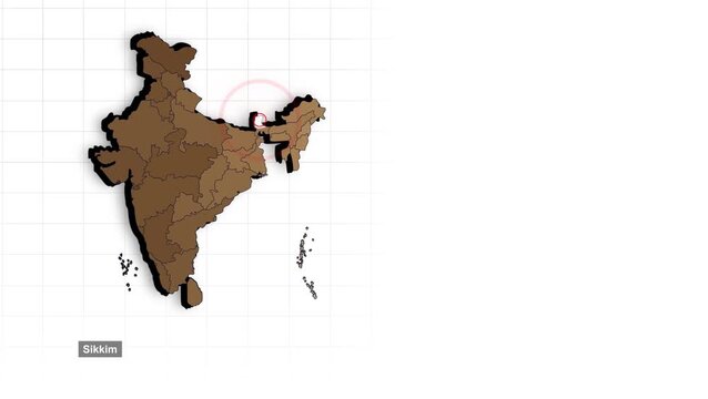 Sikkim India Map Animation Highlighted State