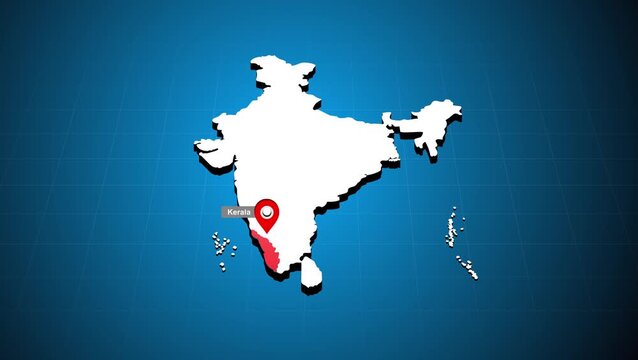 Kerala India Map Animation Highlighted State