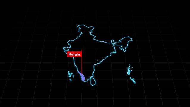 Kerala India Map Animation Highlighted State