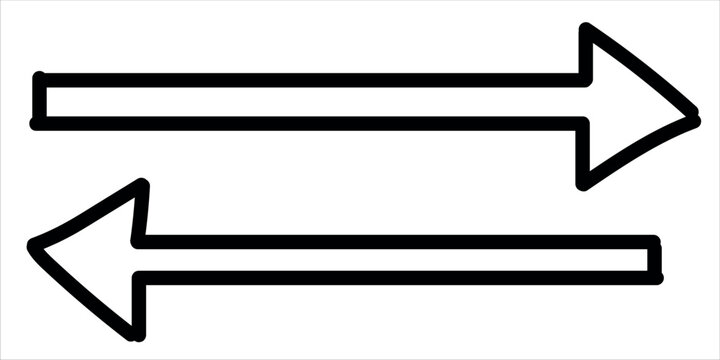Two black arrows pointing in opposite directions