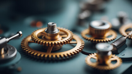 Mechanical gears interlocked within a machinery system to represent engineering precision industrial mechanics and coordinated operational performance.
