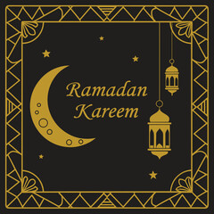 Ramadan Kareem Typography Design with Elegant Arabic Calligraphy and Islamic Elements