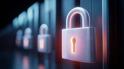 A vertical digital padlock concept representing restricted access and reinforcing the importance of reliable protection across modern technological environments.
