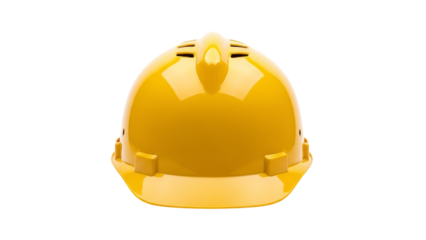 A yellow hard hat on transparent background for construction and safety use