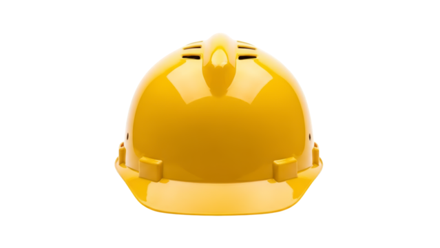 A yellow hard hat on transparent background for construction and safety use - Powered by Adobe