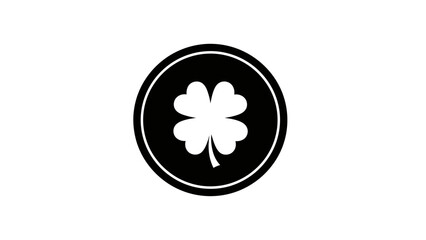 Simple black and white clover icon design element.