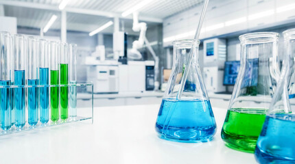 Modern Laboratory with Test Tubes and Flasks