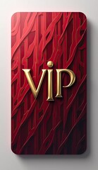 luxury VIP card with golden letters on red background