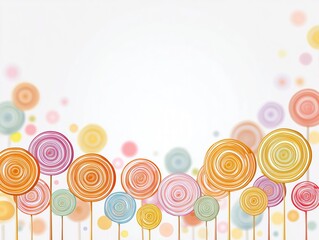 Colorful lollipops on white background, childhood concept, background for web and mobile apps with place for text or buttons