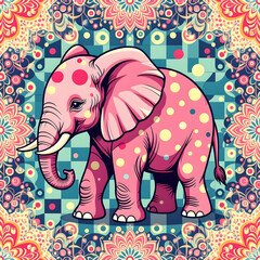 Vintage Pop Art Pink Elephant