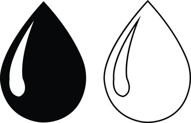 Water drops icons set collection with droplet splash symbols in flat and line style, liquid rain fluid illustration group for weather nature hygiene UI design and clean graphic elements