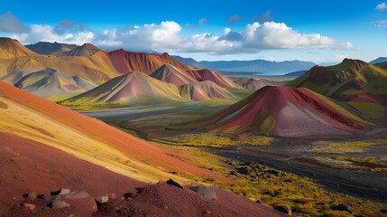 mountain landscape with blue sky and clouds
