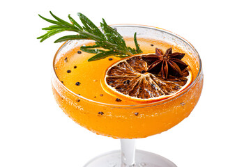 Refreshing Citrus Cocktail Garnished with Herbs and Spices