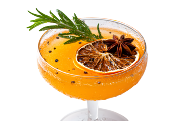 Refreshing Citrus Cocktail Garnished with Herbs and Spices