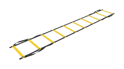Yellow and black agility ladder for sports training isolated on transparent background