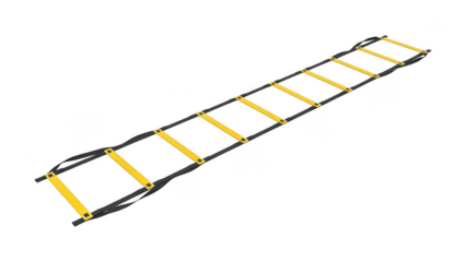 Yellow and black agility ladder for sports training isolated on transparent background