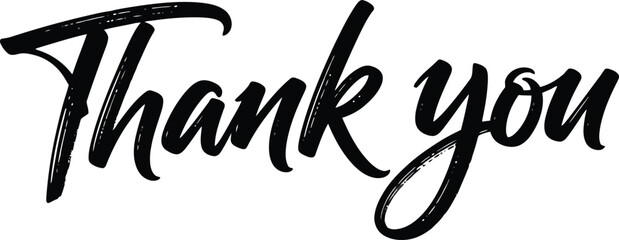 Handwritten calligraphy saying "Thank you" on a white background, a simple and elegant expression of gratitude suitable for various occasions