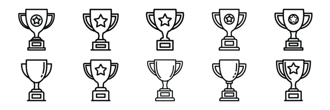 Collection of trophy award Editable stroke icon set.