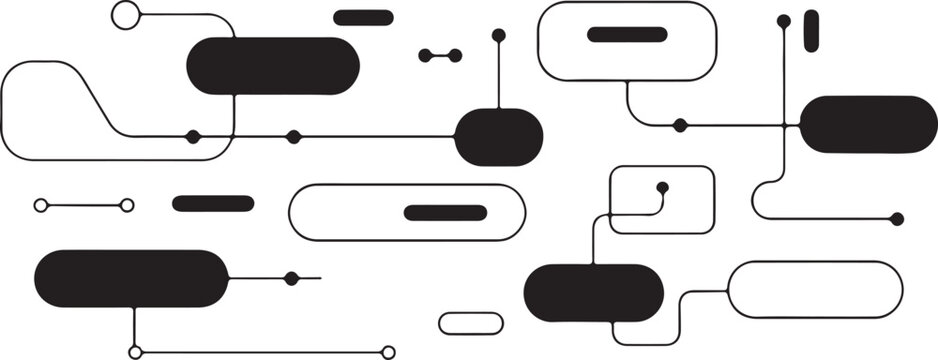 Abstract network diagram and connection elements on transparent background vector