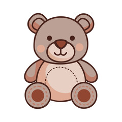 Cute Brown Teddy Bear Toy Sitting Cartoon Vector Illustration
