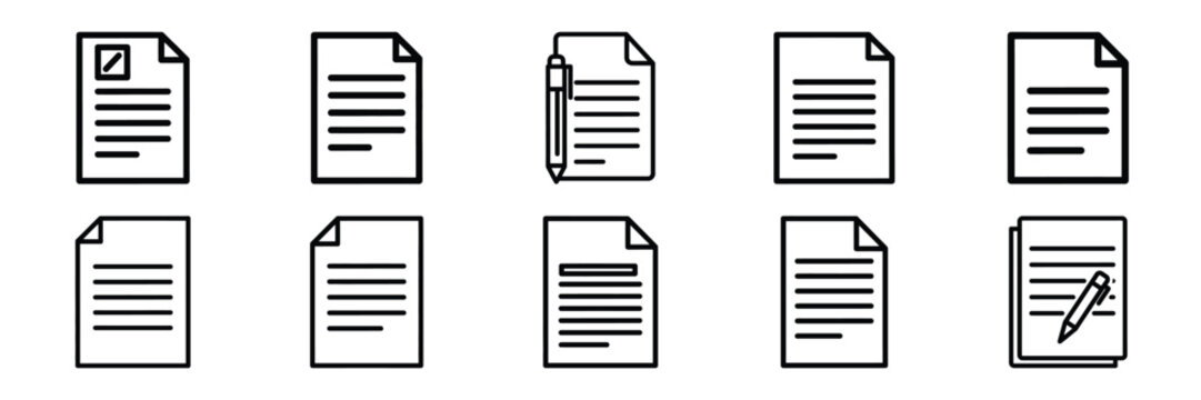 Collection of essay writing Editable stroke icon set.