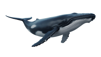 Majestic blue whale swimming in dark waters with white underbelly