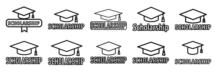 Collection of scholarship Editable stroke icon set.